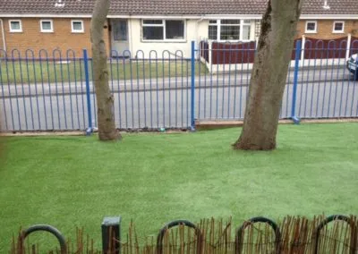 Artificial grass in playground