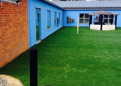 Artificial grass playground outside