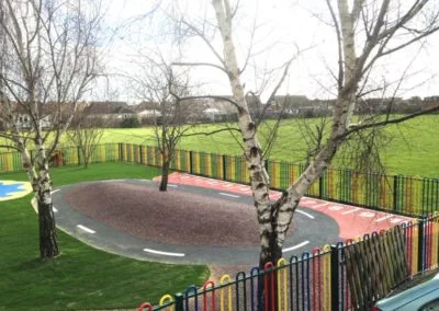 Artificial grass in playground