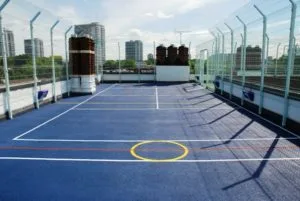 Rooftop sports court surfacing